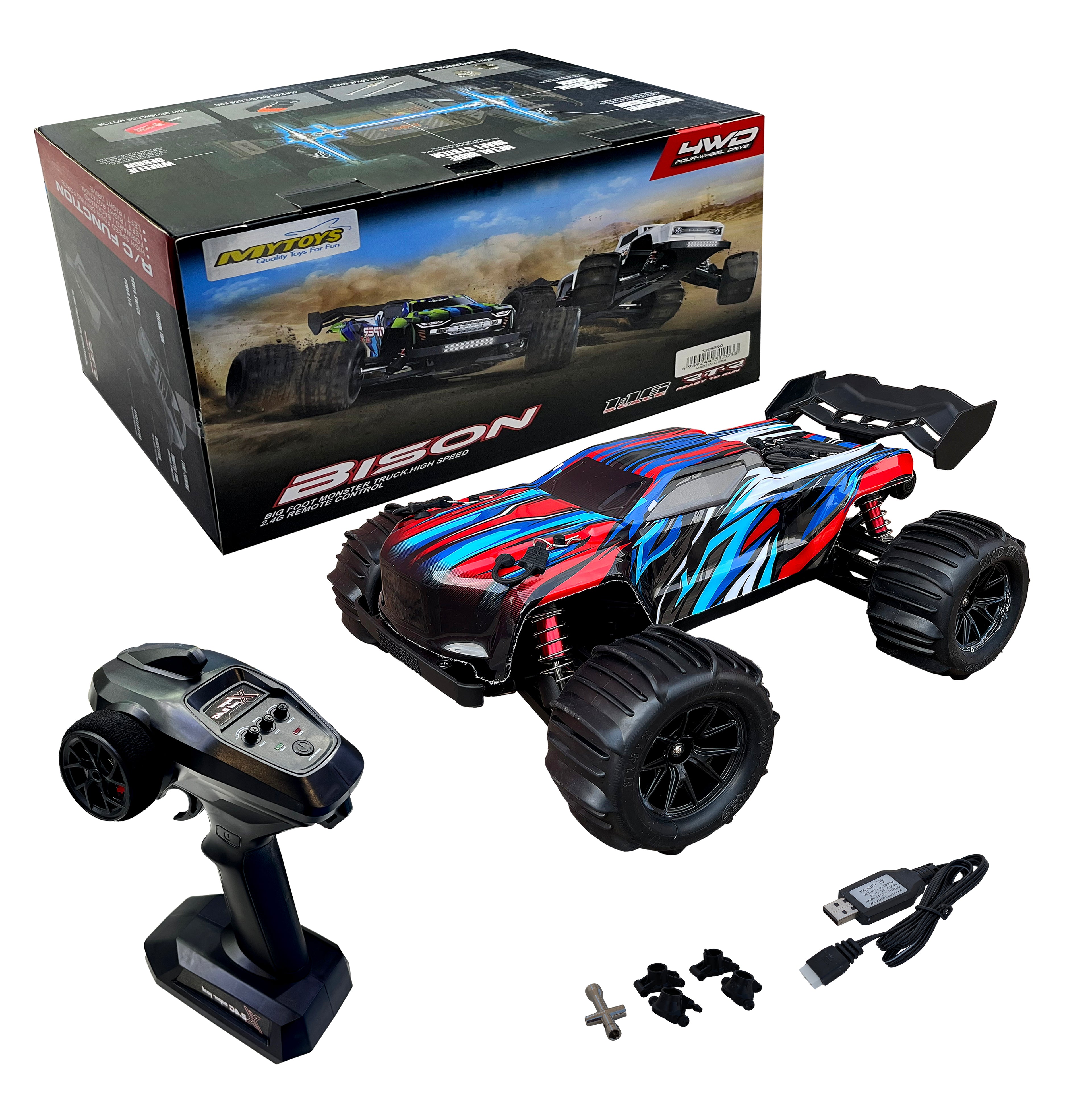 MYTOYS 1:16 Brushless High-Speed RC Monster Truck – 60 KM/H 4WD All-Terrain Racing Car
