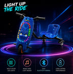 36V Electric Drift Scooter for Kids (Ages 4+) - 3-Speed Modes, 360° Rotating Tricycle, Bluetooth Music, Multicolor LED Lights, 250W Brushless Motor, Max Speed 15km/h, Includes Helmet & Safety Gears