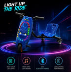 36V Electric Drift Scooter for Kids (Ages 4+) - 3-Speed Modes, 360° Rotating Tricycle, Bluetooth Music, Multicolor LED Lights, 250W Brushless Motor, Max Speed 15km/h, Includes Helmet & Safety Gears
