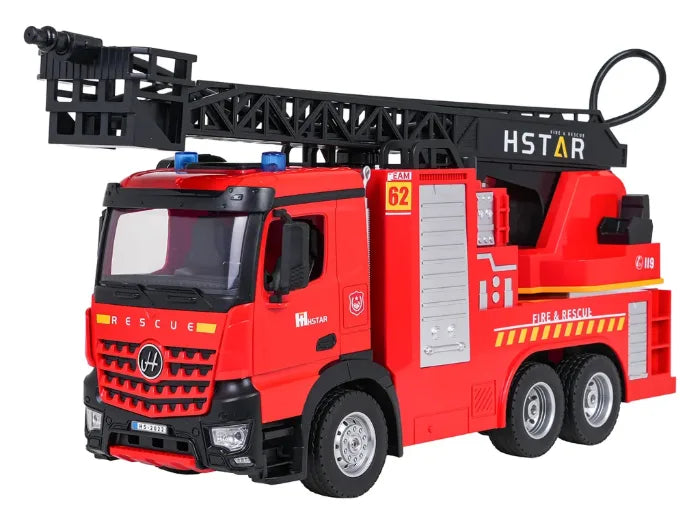 MYTOYS Large Remote Control Fire Truck Toy with 360° Rotating Ladder & Real Water Spray (2.4GHz)