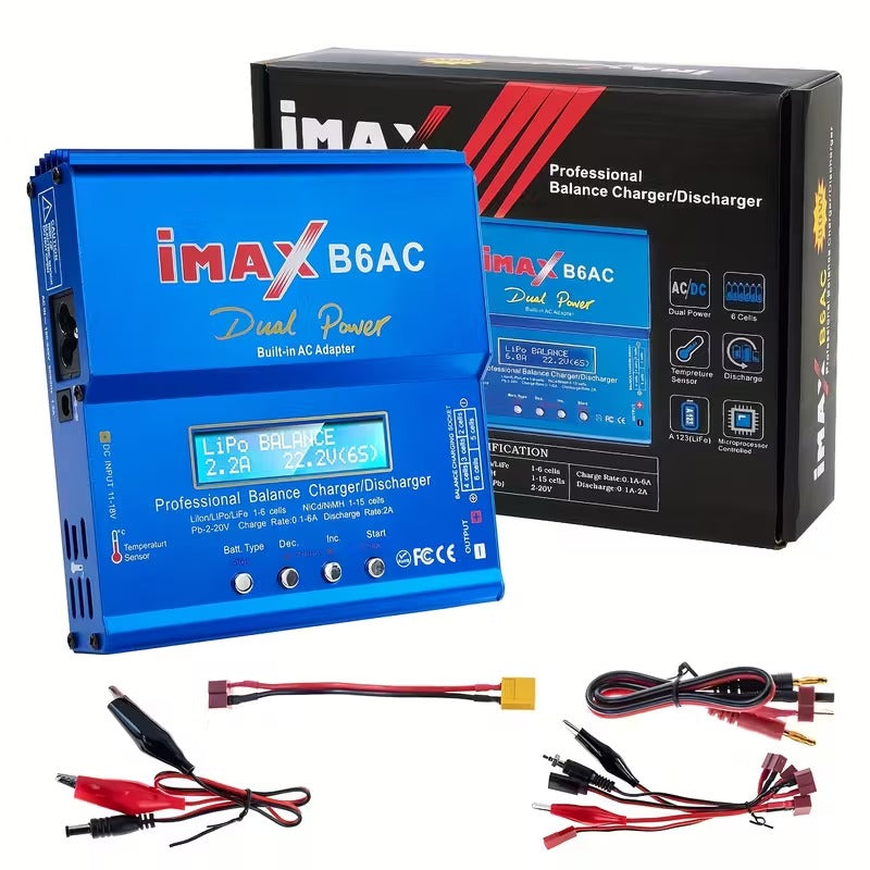 iMAX B6 AC 80W Smart Balance Lipo Battery Charger & Discharger | Universal Digital LCD Screen Charging Station for 1S-6S LiPo, LiFe, NiMH, NiCd & Pb Batteries for Hobby RC Vehicles, Drones & Packs