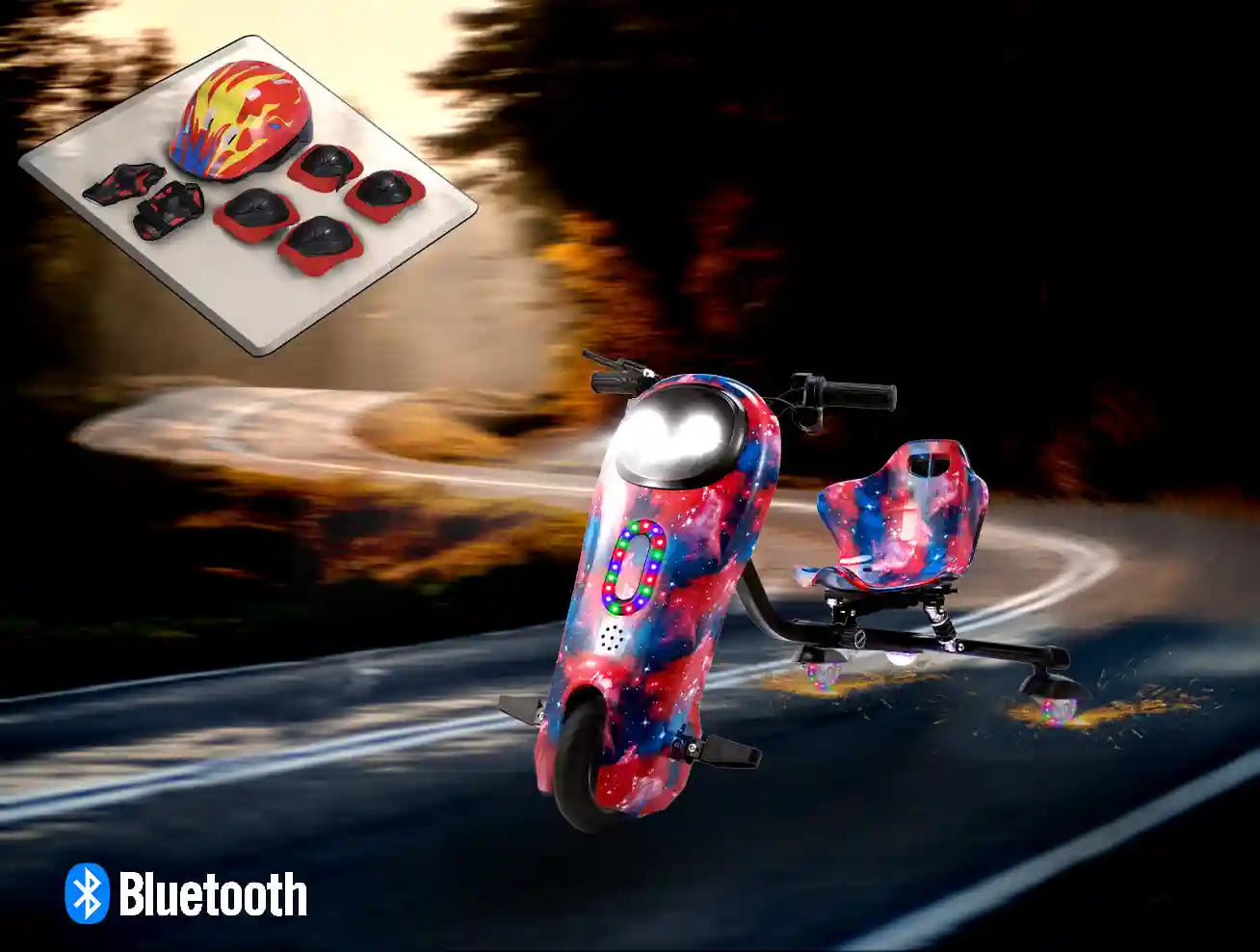 MYTOYS MT706 36V Drift Scooter 3‑Wheel, 20km/h, Bluetooth, Lights & Speaker