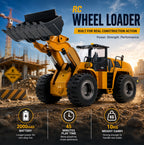HUINA 1583 1/14 Scale RC Wheel Loader – 10-Channel Hobby-Grade Remote Control Construction Truck with Alloy Metal Cab & Bucket