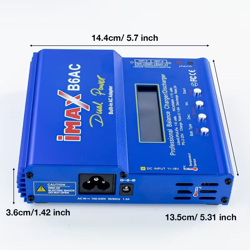 iMAX B6 AC 80W Smart Balance Lipo Battery Charger & Discharger | Universal Digital LCD Screen Charging Station for 1S-6S LiPo, LiFe, NiMH, NiCd & Pb Batteries for Hobby RC Vehicles, Drones & Packs