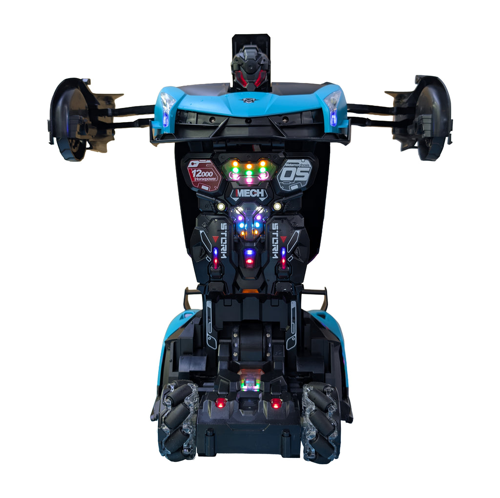 MYTOYS 2-in-1 Gesture Control Transforming RC Robot Car – 1:18 Scale Drift Stunt Vehicle with Mecanum Wheels, LED Lights & Smoke Spray