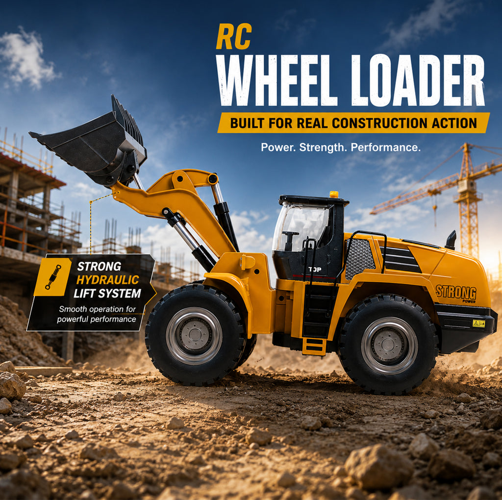 HUINA 1583 1/14 Scale RC Wheel Loader – 10-Channel Hobby-Grade Remote Control Construction Truck with Alloy Metal Cab & Bucket