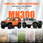 MYTOYS MN300 1/12 Scale 4x4 RC Crawler – Hobby Grade Wrangler-Style Off Road Remote Control Truck (2-Speed, LED Lights)