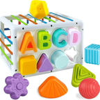 MyToys 15-Piece Sensory Shape Sorter & Alphabet Learning Bin
