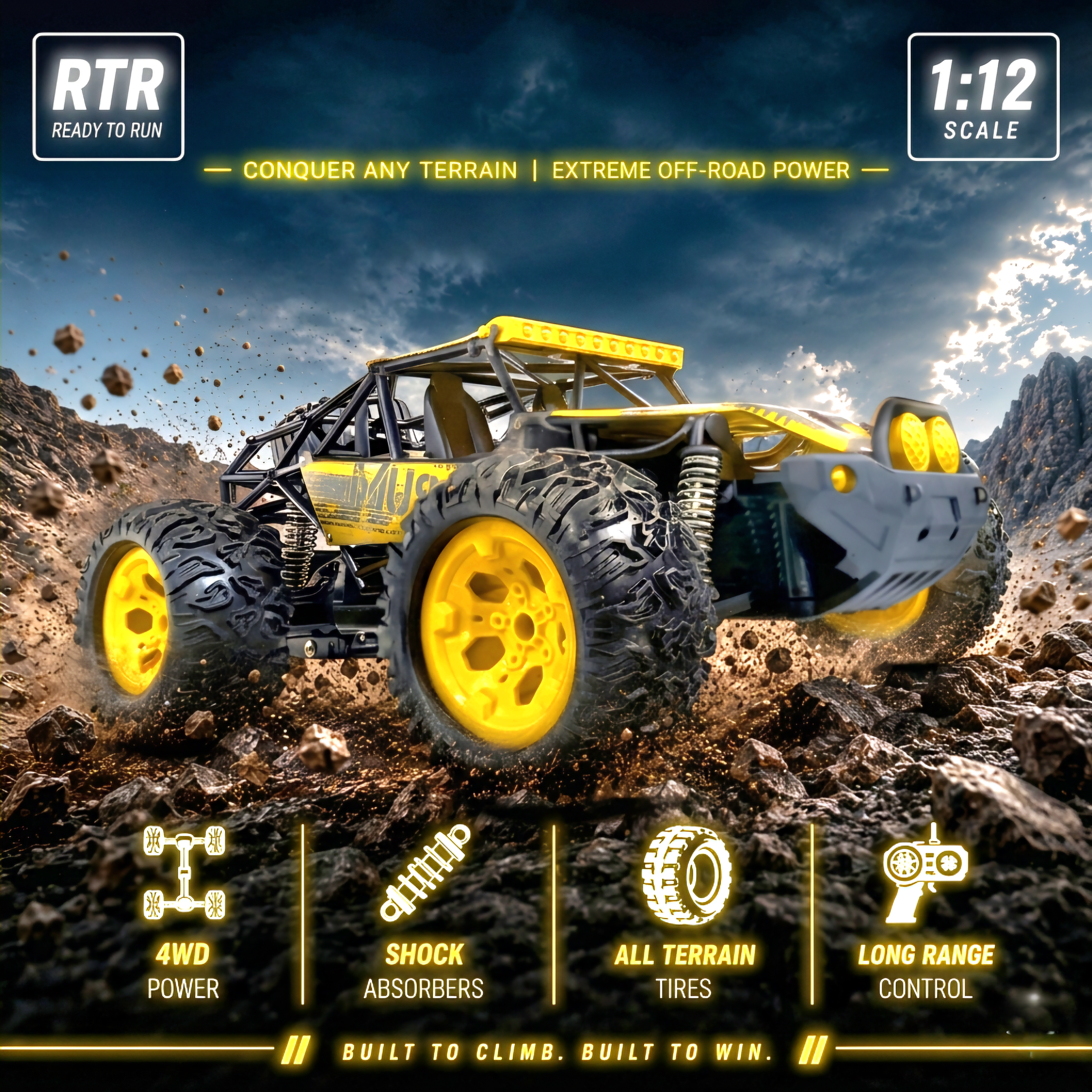 1:12 High-Speed RC Drift Car – 2.4GHz, 4WD Indoor & Outdoor Ready-to-Run Remote Control Drift Racing Car for Kids & Adults