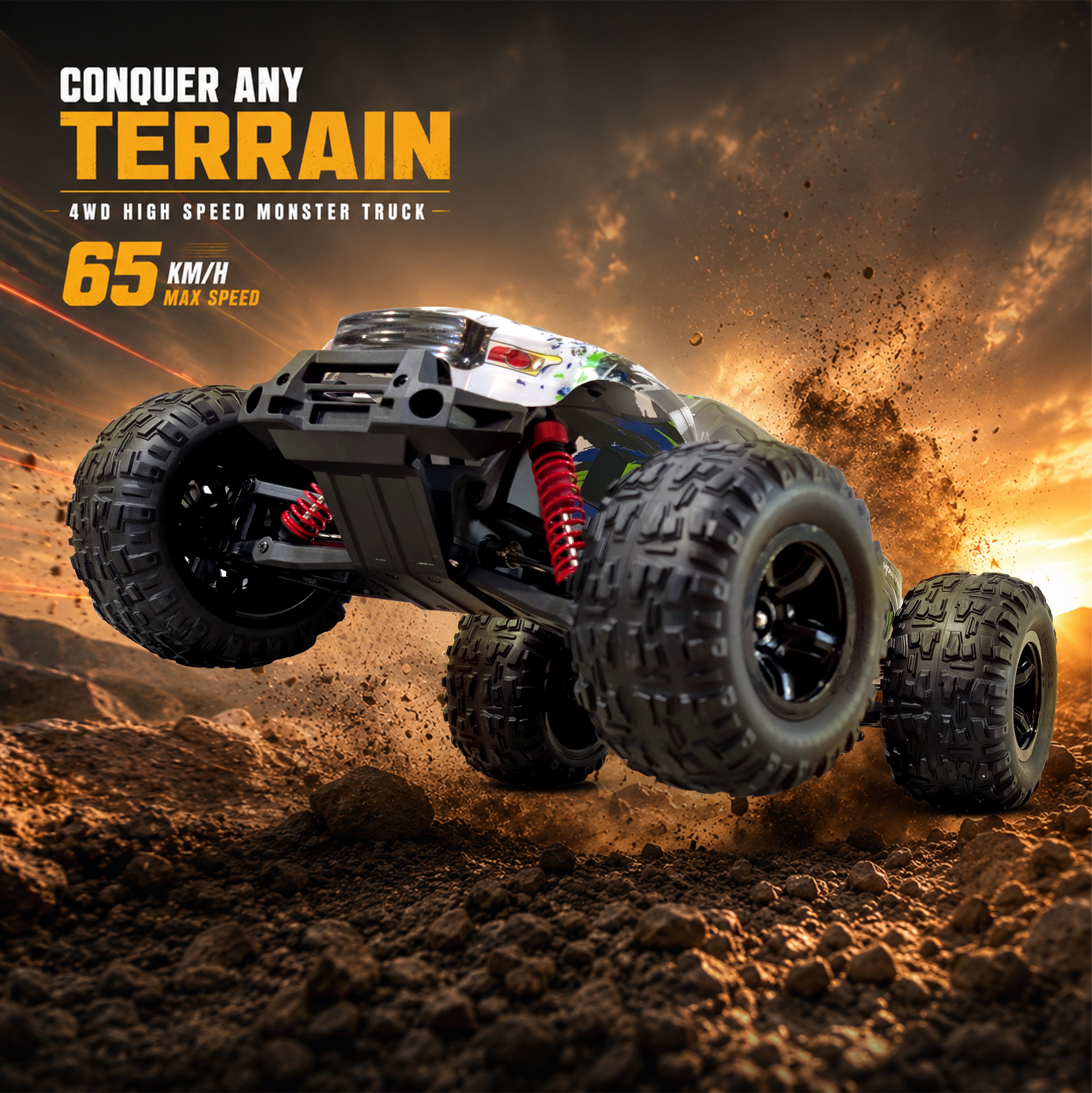 MYTOYS Hobbiway Typhon MT660 1/10 4WD RTR High Speed RC Monster Truck With Off-Road Tires