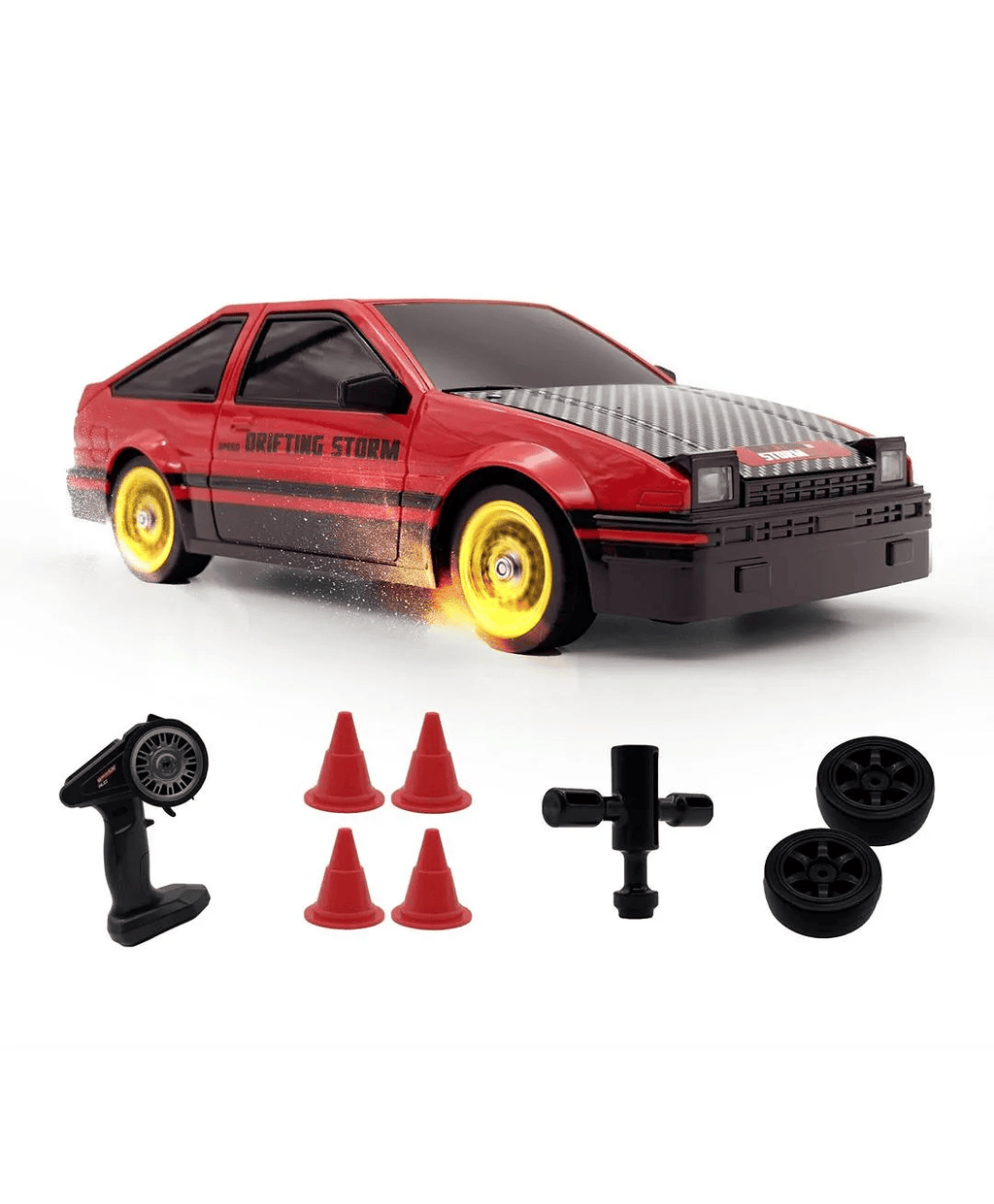 MYTOYS 1:16 Scale 4WD High-Speed Drift RC Car - 2.4GHz Remote Control Drifting Storm Edition with LED Lights & Accessories (Model DC205A)