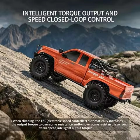 MJX Hyper Go 1/8 Scale RC Rock Crawler H8E 4WD Brushless Off-Road Climbing Vehicle With 80A FOC ESC, 3970 2000KV Sensor-Driven Motor, 35KG High Torque Steering Servo And Remote Control Differential Lock 25km/h Ready-To-Run (RTR) - Orange