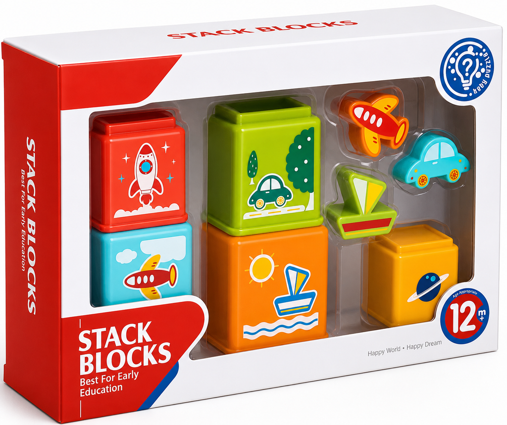 MyToys 8-Piece Stacking Blocks - Educational Early Learning Toy for Toddlers