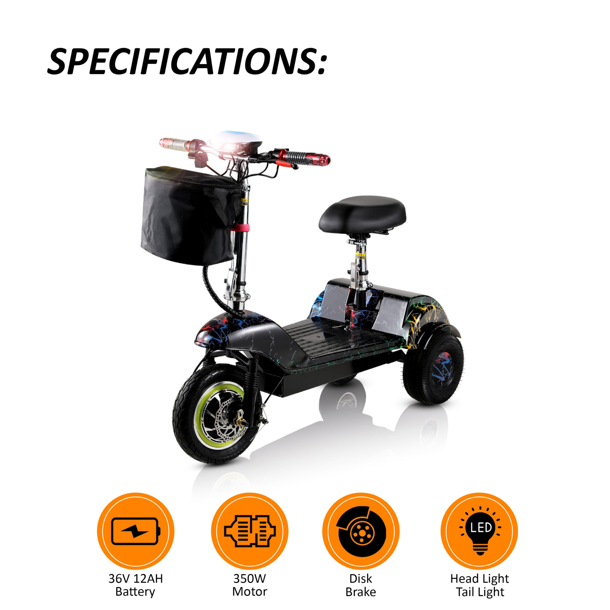 Three Wheels Electric Scooter Mt540 350W Brushless Motor Max Speed