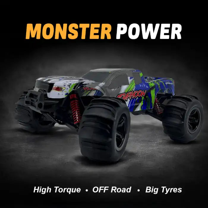 MYTOYS Hobbiway Typhoon MT660 1/10 4WD RTR High Speed RC Monster Truck - Off-Road & Sand Tyre Editions