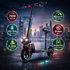 MT358 Foldable Electric Kick Scooter with seat - 750W Motor, 65 km/h Max Speed, 10" Off-Road Tires