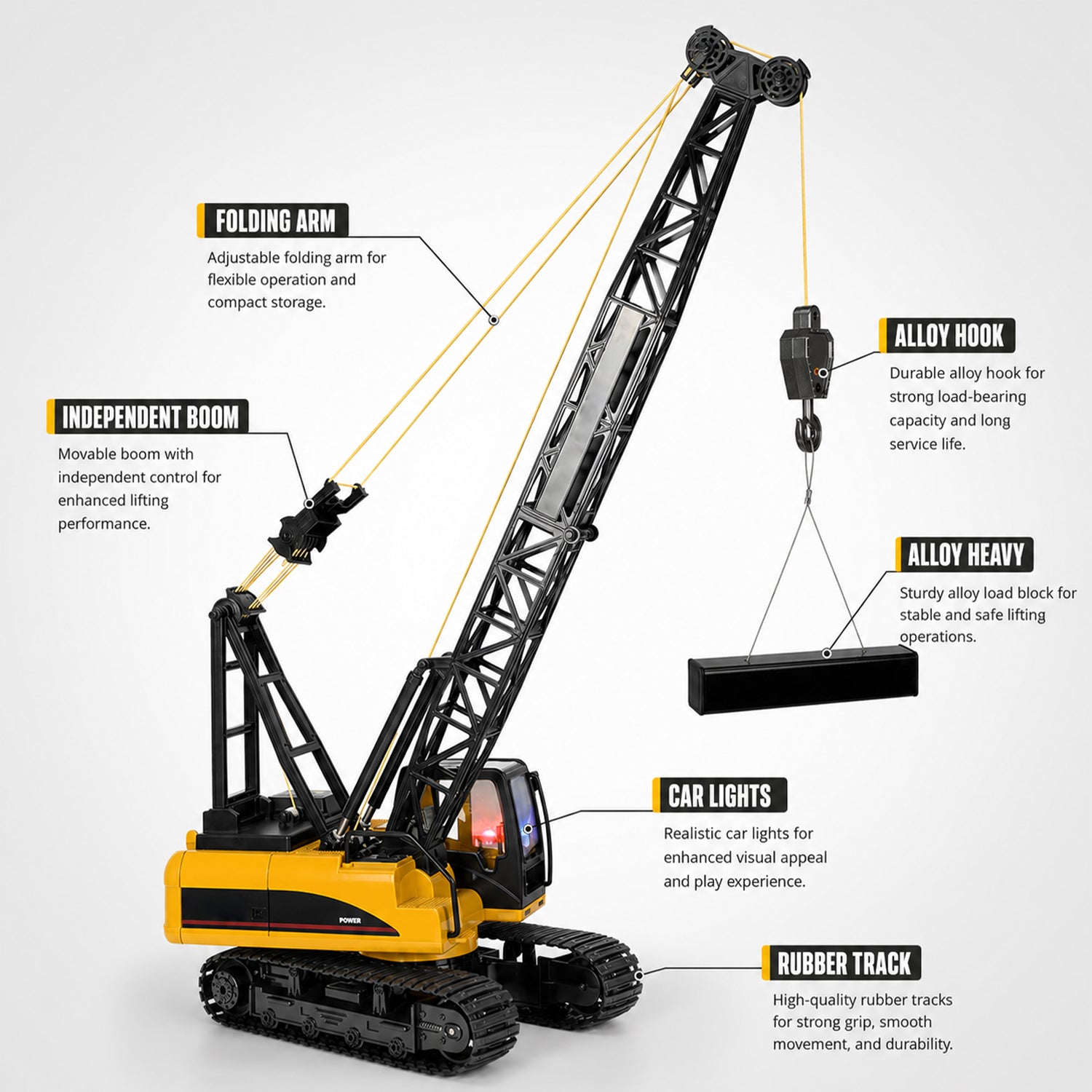 MYTOYS 1572 1:14 Scale RC Crawler Crane | 15-Channel Remote Control Construction Vehicle