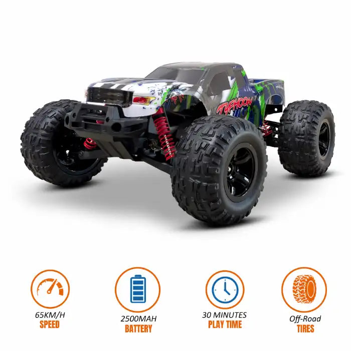MYTOYS Hobbiway Typhoon MT660 1/10 4WD RTR High Speed RC Monster Truck - Off-Road & Sand Tyre Editions