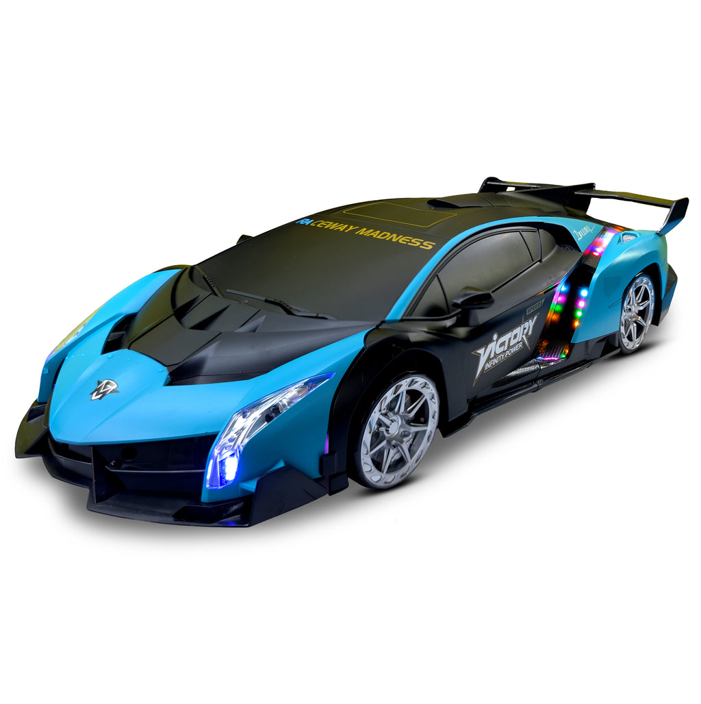 MYTOYS 2-in-1 Gesture Control Transforming RC Robot Car – 1:18 Scale Drift Stunt Vehicle with Mecanum Wheels, LED Lights & Smoke Spray