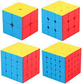 BroMoCube MoYu Meilong 4-in-1 Speed Cube Gift Set — 2x2, 3x3, 4x4, 5x5 Stickerless Puzzle Bundle