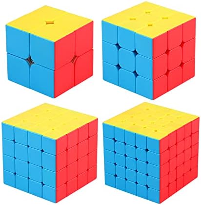 BroMoCube MoYu Meilong 4-in-1 Speed Cube Gift Set — 2x2, 3x3, 4x4, 5x5 Stickerless Puzzle Bundle