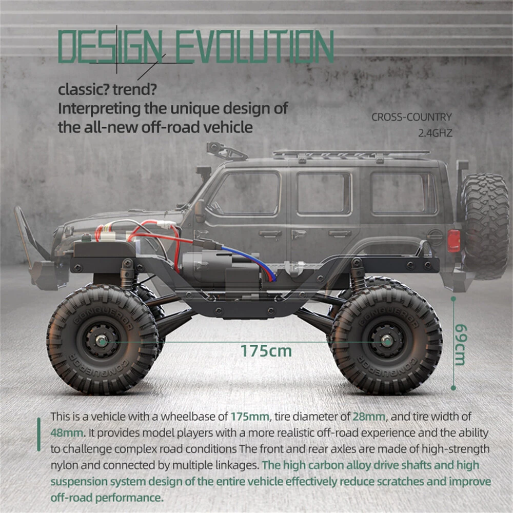 MYTOYS 1/16 4WD RC Rock Crawler – R1601 Waterproof Off-Road Remote Control Car with LED Lights, RTR Edition for Teens & Adults