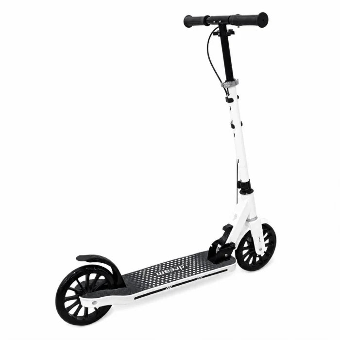 MYTOYS Premium Foldable Kick Scooter – Adjustable Height (90–100 cm), Big PU Wheels & Kickstand for Kids & Teens | White