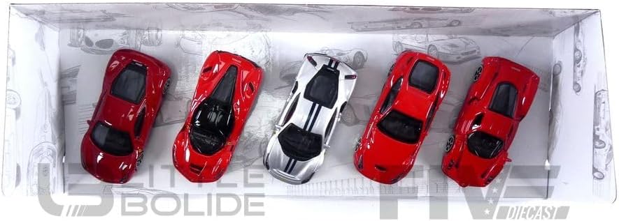 Bburago Official Ferrari 1:64 Scale Die-Cast Model Cars Gift Pack – Authentic 5-Piece Collectible Miniature Toy Vehicle Set for Kids & Adult Enthusiasts