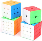 BroMoCube MoYu Meilong 4-in-1 Speed Cube Gift Set — 2x2, 3x3, 4x4, 5x5 Stickerless Puzzle Bundle