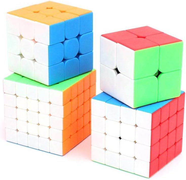 BroMoCube MoYu Meilong 4-in-1 Speed Cube Gift Set — 2x2, 3x3, 4x4, 5x5 Stickerless Puzzle Bundle