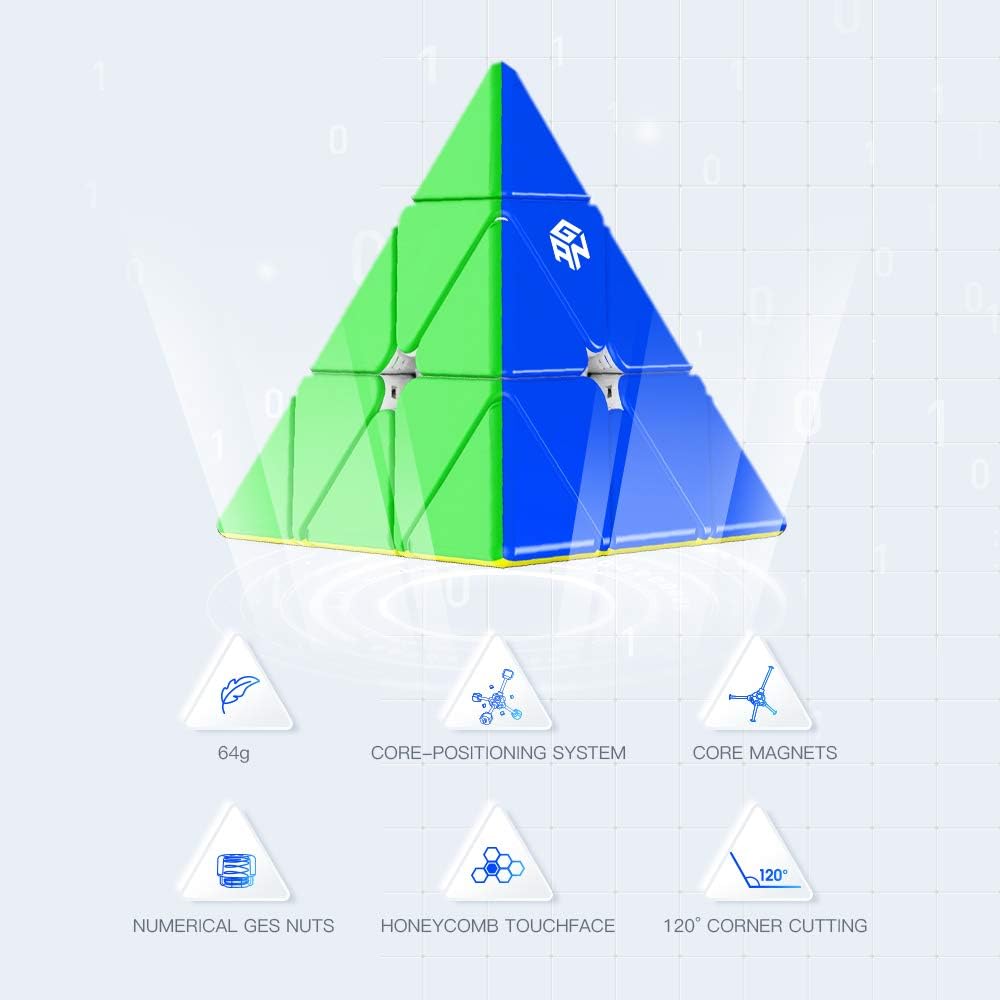 GAN Pyramid M Stickerless Triangle Speed Cube – Core Magnetic Positioning (36 Magnets, 64g)