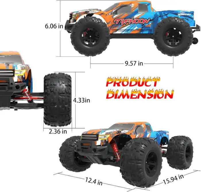 MYTOYS Hobbiway Typhoon MT660 1/10 4WD RTR High Speed RC Monster Truck - Off-Road & Sand Tyre Editions