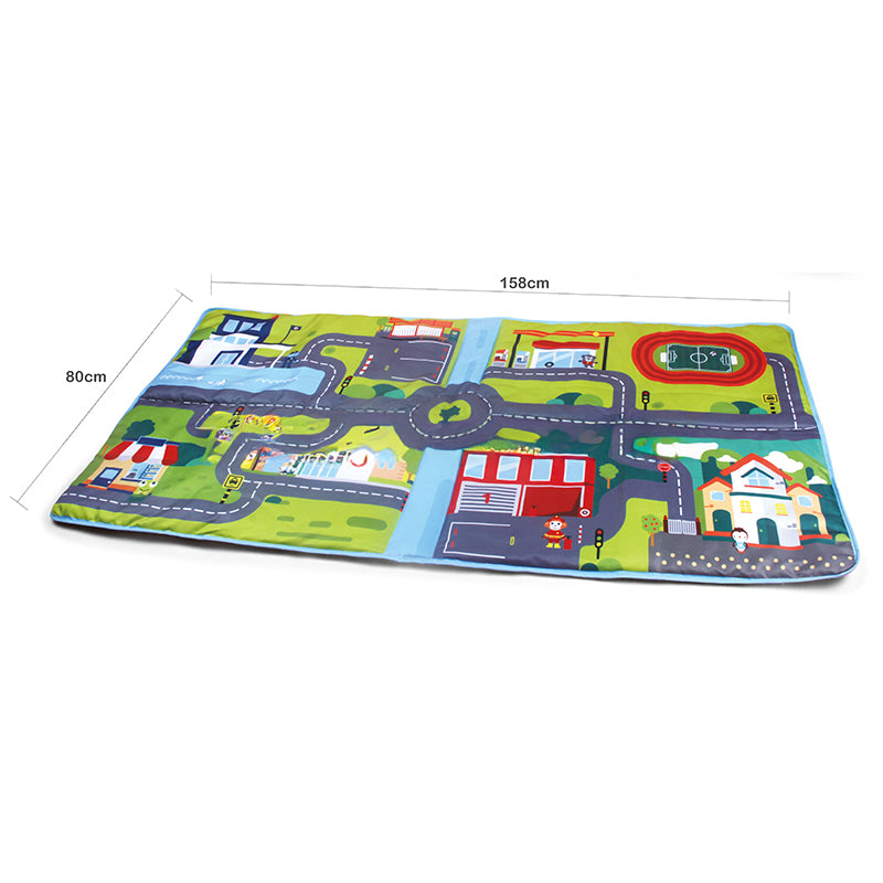 MyToys 7-Piece Premium Soft Fabric Vehicle Playset – Educational City Road Map & Sensory Squeeze Cars for Toddlers – Safe Non-Toxic STEM Toy for Boys & Girls Ages 12 Months+