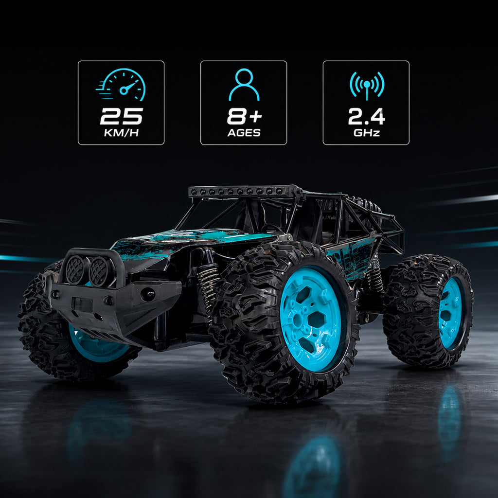 High‑Speed Die‑Cast Metal RC Rock Crawler Racing Car - 20 km/h, 2.4GHz, 4WD Off‑Road RC Car for Kids (4+)