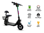 MT390 Kids Electric Kick Scooter with Seat - 18 km/h, 300W Motor, LED Lights, Bluetooth Speaker & Storage Basket