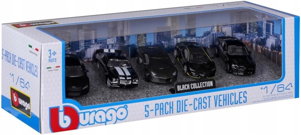 Bburago Official 1:64 Scale Die-Cast Metal Toy Cars Gift Pack – Authentic 5-Piece Street Fire Collectible Miniature Vehicle Set for Kids & Adult Enthusiasts