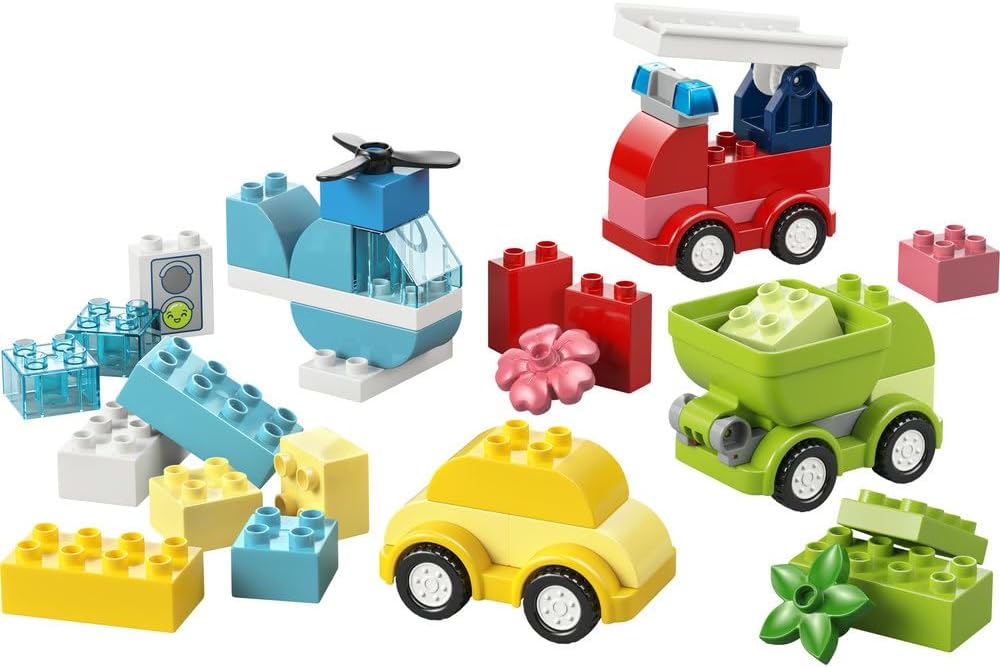 LEGO DUPLO Creative Vehicles 10474 – Montessori Learning Toy for 1+ Year Old Boys & Girls – Fine Motor Skills Development Vehicle Set (42 Bricks)