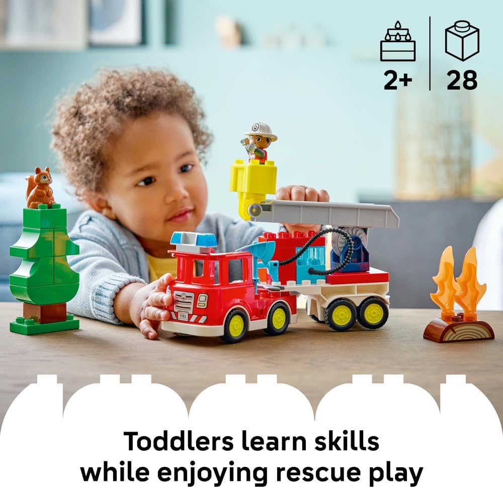 LEGO DUPLO Fire Engine 10473 – Educational Fire Truck Toy with Ladder, Hose, and Firefighter Figure – Gift for Toddlers 2