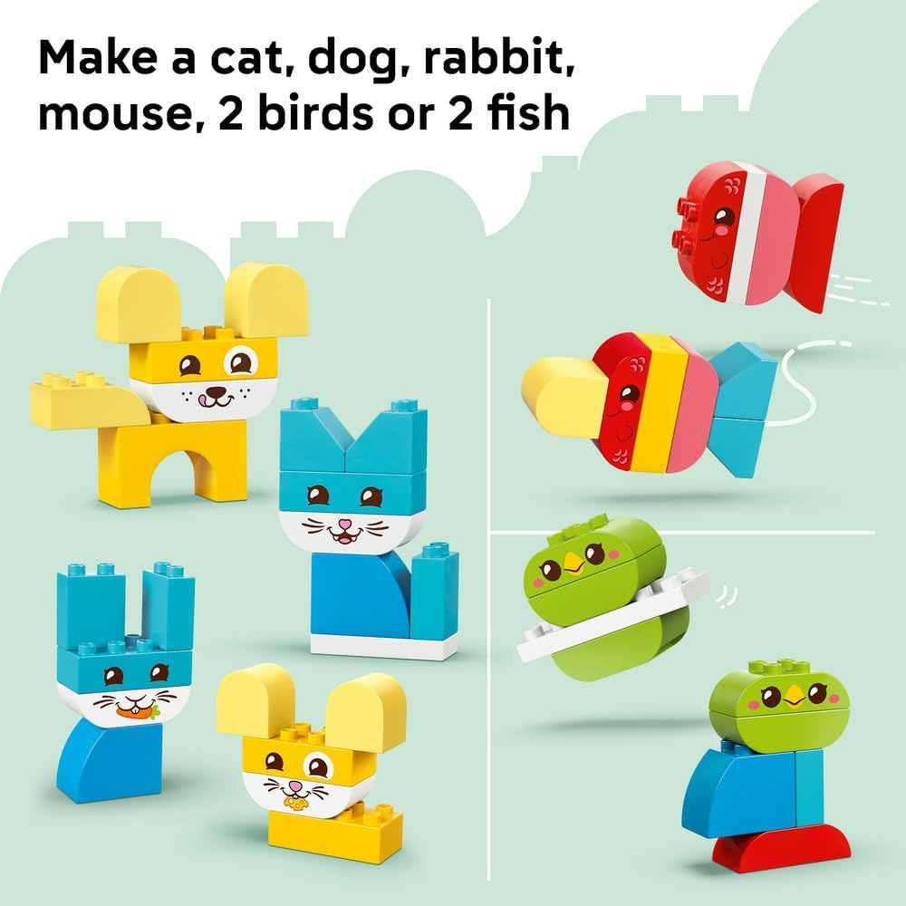 LEGO DUPLO 10477 Creative Cute Pets 3-in-1 Set – 8 Buildable Animals – Montessori Learning Toy for Toddlers 18M+ (24 Pieces)