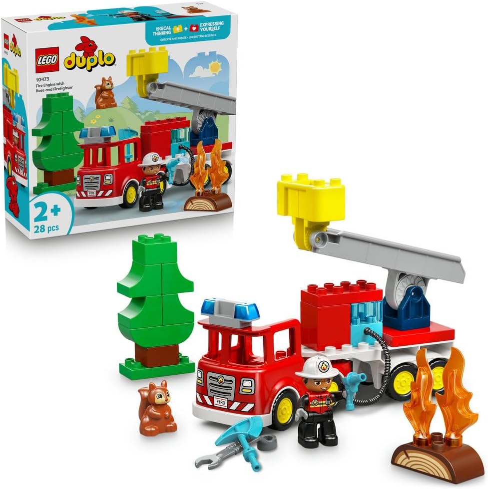 LEGO DUPLO Fire Engine 10473 – Educational Fire Truck Toy with Ladder, Hose, and Firefighter Figure – Gift for Toddlers 2
