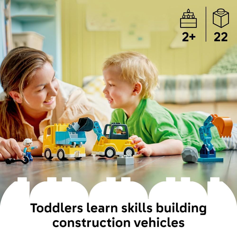 LEGO DUPLO 10475 3-in-1 Construction Vehicles Toy Set - 22 Pieces - For Toddlers 2+