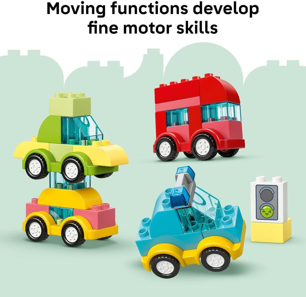 LEGO DUPLO Creative Vehicles 10474 – Montessori Learning Toy for 1+ Year Old Boys & Girls – Fine Motor Skills Development Vehicle Set (42 Bricks)