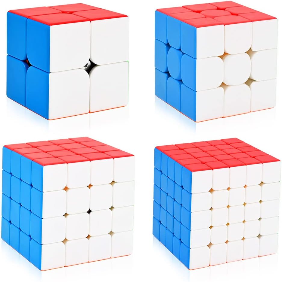 BroMoCube MoYu Meilong 4-in-1 Speed Cube Gift Set — 2x2, 3x3, 4x4, 5x5 Stickerless Puzzle Bundle