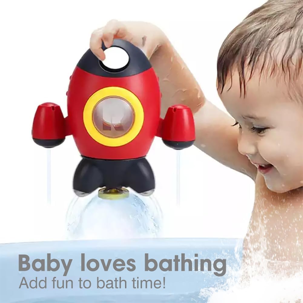 Blast Off Space Rocket Bath Toy – Interactive Rotating Water Fountain & Sensory Play for Toddlers