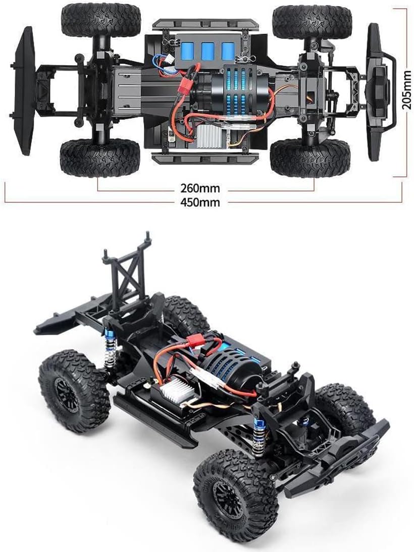1/10 RC Rock Crawler - 15 km/h, 540 Motor, ABS Body, Waterproof ESC & LED Lights