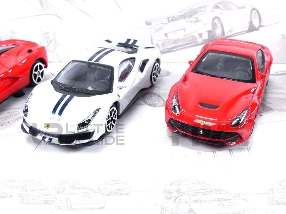 Bburago Official Ferrari 1:64 Scale Die-Cast Model Cars Gift Pack – Authentic 5-Piece Collectible Miniature Toy Vehicle Set for Kids & Adult Enthusiasts