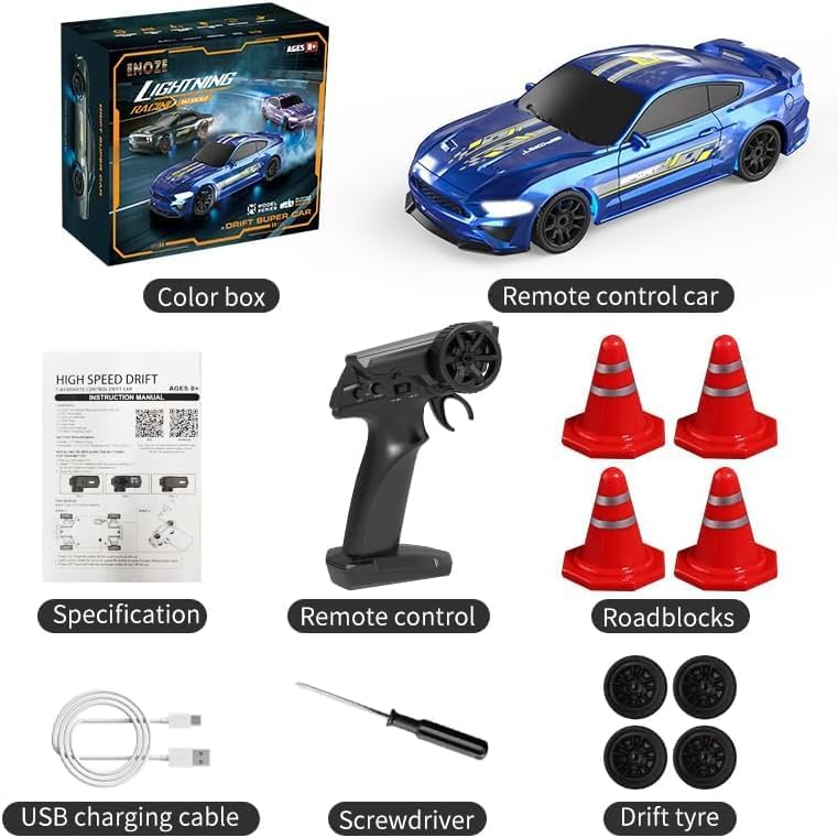 Mytoys™ Lightning 1/43 Scale Mini RC Drift Car – 4WD Metal Chassis & LED Underglow (RTR)