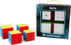 BroMoCube MoYu Meilong 4-in-1 Speed Cube Gift Set — 2x2, 3x3, 4x4, 5x5 Stickerless Puzzle Bundle