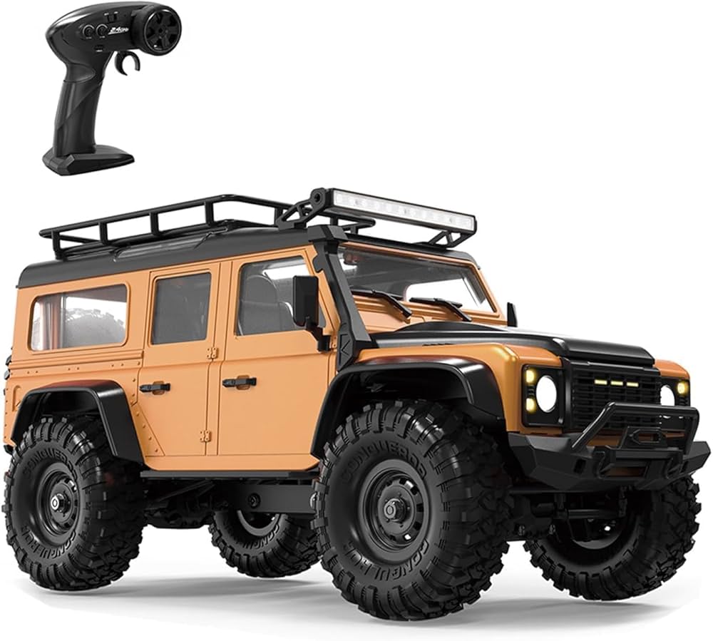 MY TOYS 1/16 Scale RC Crawler – 4WD Off-Road Remote Control Truck with LED Roof Lights, All-Terrain 4x4 Crawler for Adults & Kids, Water-Resistant High-Torque Speed Model with 7.4V Rechargeable Battery