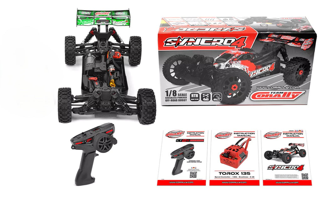 Team Corally Syncro-4 1:8 4WD Brushless RC Buggy – High Speed Off-Road RTR (No Battery/Charger)